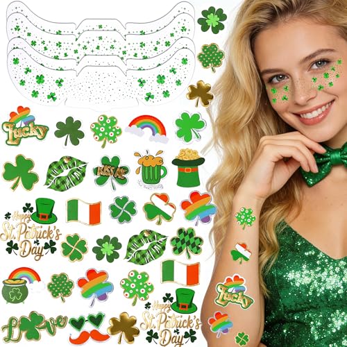 St Patrick's Day Temporary Tattoos & Green Freckles - 56 Designs