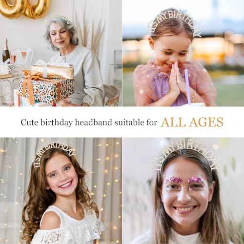 Gold Crown for Girls, Cute It's My Birthday Headband Tiara for Women, Happy Birthday Decorations Gifts