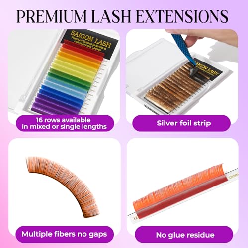 Mink Lash Extensions C Curl 0.07mm, 8-15mm Length, 16 Row Professional Tray