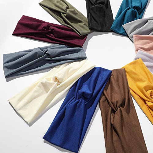 Boho Headbands for Women Non-Slip Wide Elastic Hair Bands for Sports & Daily Wear