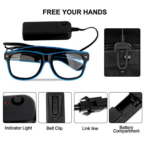 LED Glow Neon Rave Glasses - Light Up Party Eyewear