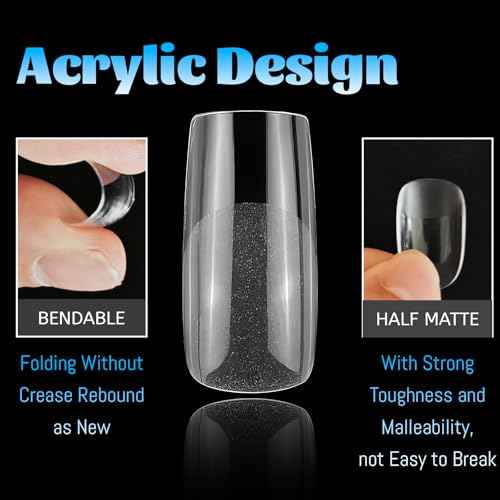 240pc Square Gel Nail Tips Medium Fake Nails for Press on Nails Clear Acrylic Nails Tips, 12 Size Full Cover Nail tips Square Soft Gel Nail Tips False Nails Extension Artificial Fingernails