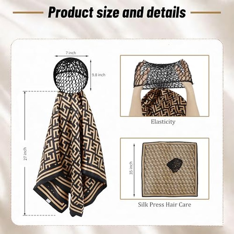 2-in-1 Silk Press Wrap Cap & Hair Net for Curly Hair