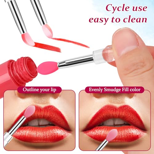 10Pcs Silicone Lip Brushes with Caps - Lipstick Applicator Tool