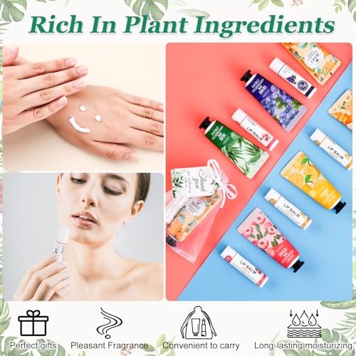 VESPRO 50 Sets Bulk Hand Cream & Lip Balm Favors with Organza Bags & Cards