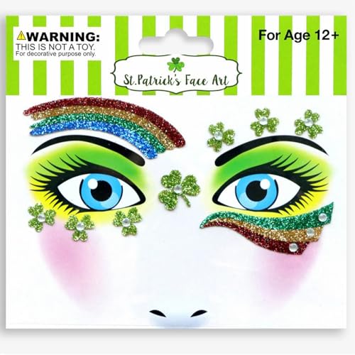 St Patrick's Day Face Tattoos - 3 Sheets Shamrock Stickers