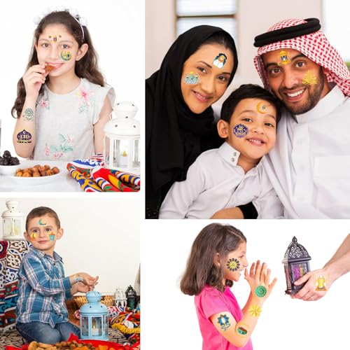 HOWAF 96pcs Eid Mubarak Temporary Tattoos - Ramadan Party Stickers
