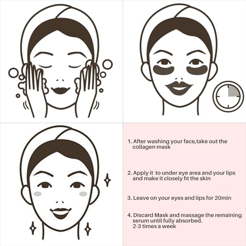 40 Pairs 24K Gold Eye Masks & Lip Masks, Crystal Collagen Under Eye Patches for Puffy Eye, Moisturizing Skin Care Lip Eyes Patches for Dark Circles, Wrinkles and Fine Lines (gold and pink)