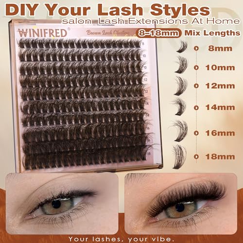 Brown Lash Clusters 8-18mm D Curl Volume Wispy Eyelashes