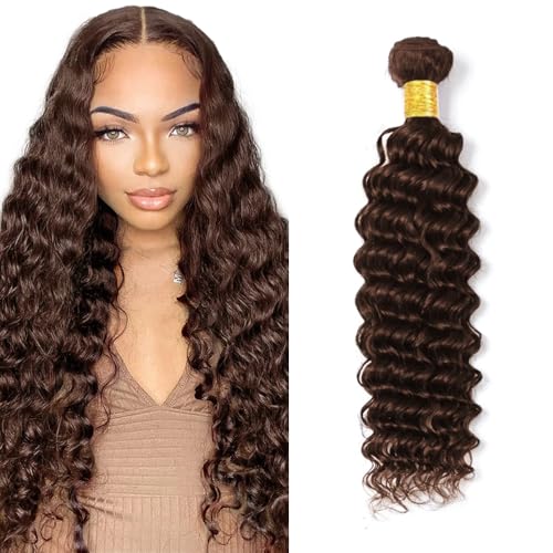 #4 Dark Brown Deep Wave Human Hair Bundles 24 inch