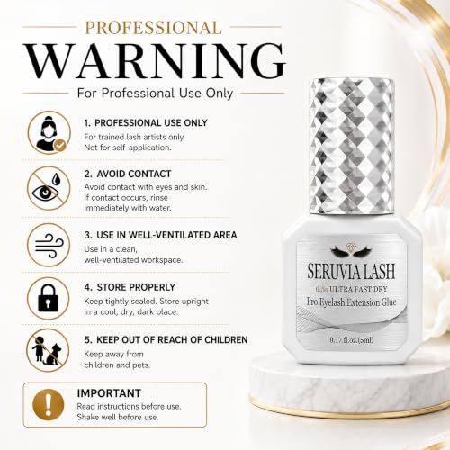 Seruvia 0.5s Fast-Dry Black Lash Extension Glue, 5ml