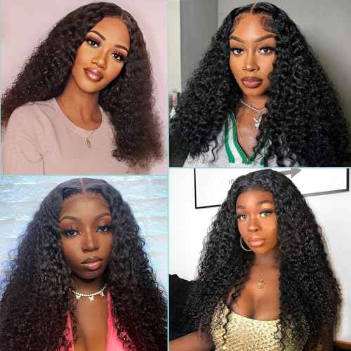 Water Wave Bundles Human Hair 10A Brazilian Unprocessed Virgin Human Hair Curly Human Hair Bundles Wet and Wavy Hair 14 16 18 Inch Double Weft Thick and Full Natural Black