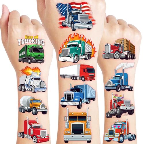 96 Piece Semi Truck Temporary Tattoos for Kids