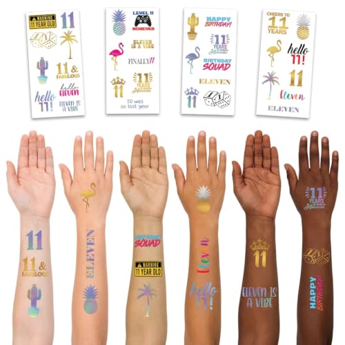 11th Birthday Temporary Tattoos - 4 Waterproof Sheets