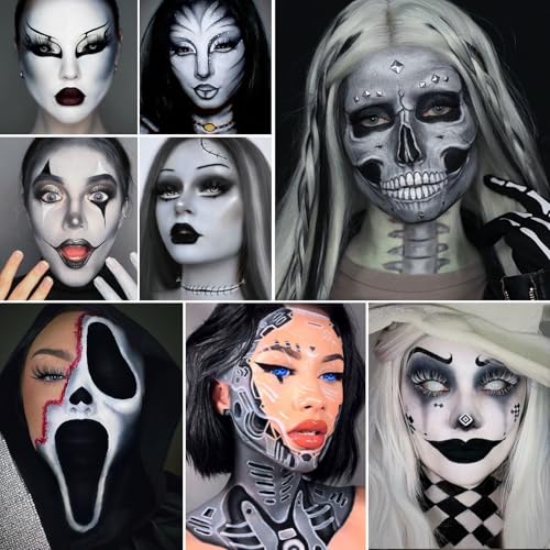 9 Pcs SFX Halloween Face Paint Kit – Black White Grey Skull Makeup