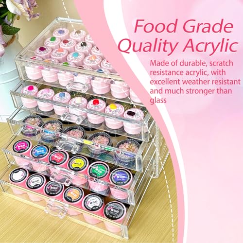 5 Tier Nail Art Decoration Storage Box£¬Acrylic Make Up&Jewelry Organizer with Drawers, Cosmetic Storage for Dresser Countertop and Bathroom£¬Transparent Acrylic Nail Art Jewelry Accessories