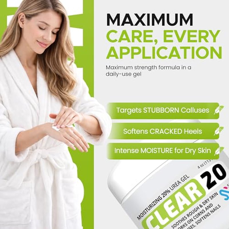 CLEAR 20 Urea Gel 4 oz - Callus & Cracked Heel Remover