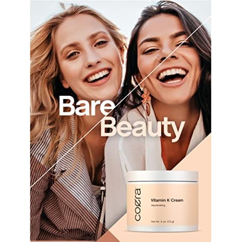 Coera Vitamin K Cream 4 oz | Premium Formula for Bruises, Spider Veins, Dark Circles, Broken Capillaries, Eyes, and Face | Paraben and SLS Free