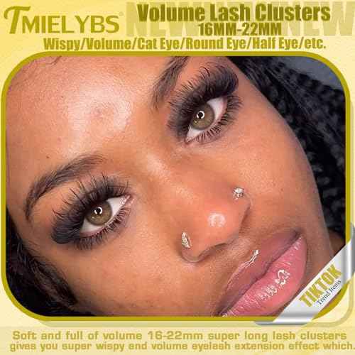 Lash Clusters 16-22mm Long Cluster Eyelash Extensions Thick D C Eyelash Clusters 240pcs Waterproof Individual Lashes Soft Wispy False Eyelashes DIY Volume Lash Extension at Home, by TMIELYBS