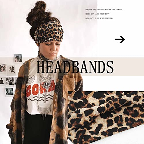 Acenail Leopard Wide Headband for Women - Non-Slip Turban 4Pcs