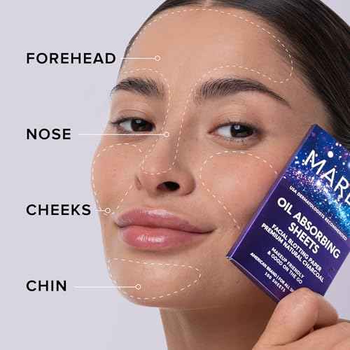 MAREE Oil Blotting Sheets for Face (100 Sheets) - Mineral Blotting Papers For Face with Bamboo Charcoal - Maximum Absorption & Shine Control - Makeup-Friendly Wipes for Oily Skin