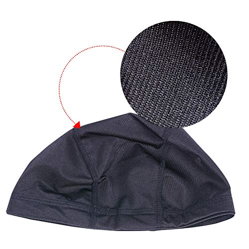 YANTAISIYU 5 PCS/Lot Black Dome Caps Wig Caps for Making Wigs Stretchable Hairnets Wig Cap with Wide Elastic Band (Dome Cap L)