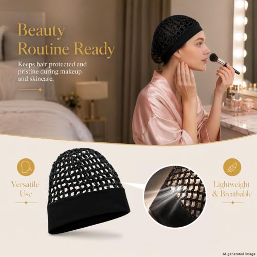 Hair Net for Sleeping Women, 2 Pack Breathable Mesh