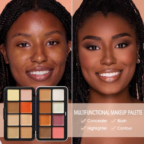 16-Color Cream Blush Contour Palette with Brush