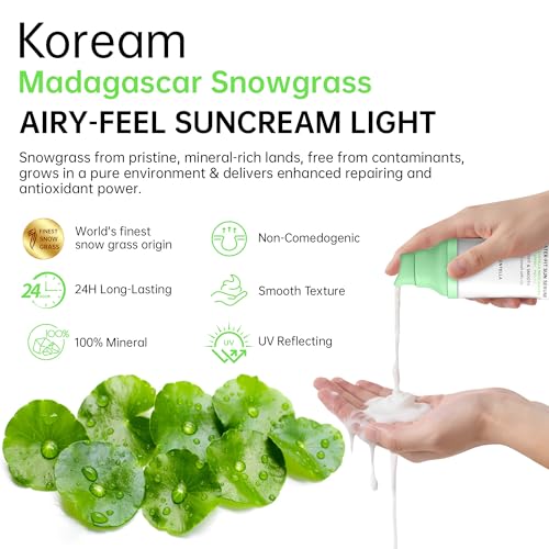 Tinted Sunscreen for Face & Body ? Madagascar Centella SPF 50+, Mineral with Tinted Moisturizer, Hyaluronic Acid & Niacinamide, Lightweight Korean Skin Care Sunblock, 50ml
