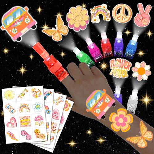 72 PC Groovy Party Favor Set | LED Finger Lights & Glow Tattoos