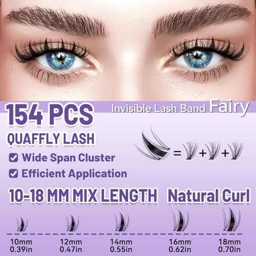 Manga Lash Clusters 10-18mm Natural Lashes Cluster Eyelash Extensions 154pcs Fairy Individual Cluster Lashes Wispy for DIY Lash Extension Wet-Look Lash Extension