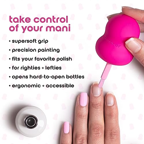 Mani Maker Universal Nail Polish Grip for Precision Painting Perfect for DIY Manicures, Nail Artists, and Professionals - Easy to Use, Suitable for Righties and Lefties - 4 Fun Colors (blanc)