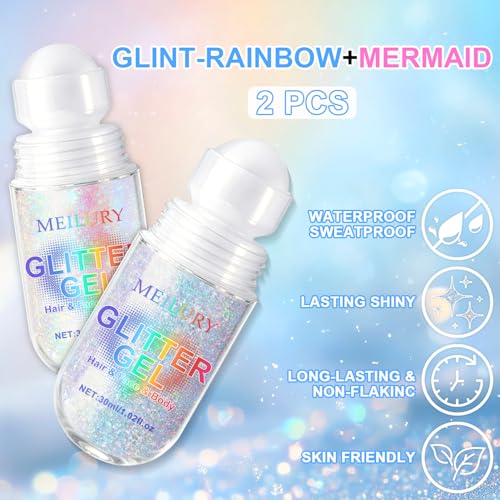 Roll-On Body Glitter Gel – Holographic Chameleon Shimmer