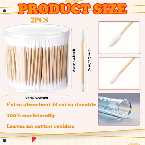 1200pcs Double-Ended Cotton Swabs with Storage Case - Extra Absorbent & Versatile