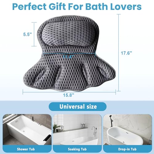 Luxury Bath Pillow with 4D Air Mesh & Suction Cups - Neck Support