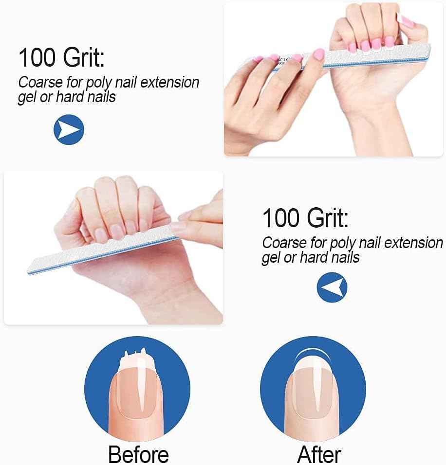 100 Pcs Professional Nail File - 100/100 Grit Nail Files, Acrylic Nail Files for Natural Nails, Nail Files and Buffers, Strong Nail File for Acrylic Nails, for Home and Salon Use