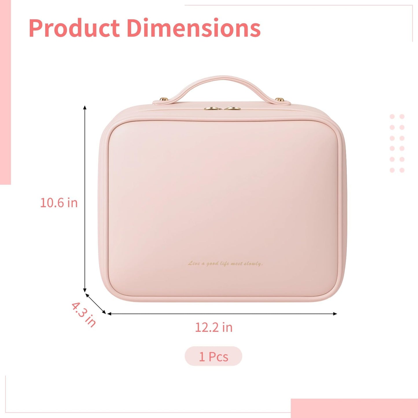 OMISTAR Travel Make Up Bags for Women - 12.2 in Cosmetic Toiletry Bag with Compartments, Long-lasting Waterproof PU Leather with Soft Removable Brush Compartments & Organized Multiple Pockets