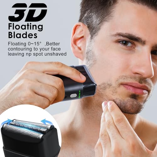 Men's 2-in-1 Rechargeable Foil Shaver & Hair Clipper, Beard & Sideburn Grooming Trimmer, 3 Floating Blades Electric Razor, 7200RPM High-Speed Motor, IPX7 Waterproof, Travel-Friendly