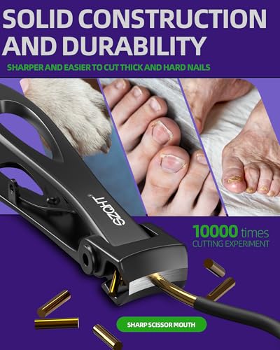 SZQHT Black Ultra Wide Jaw Opening Toenail Clippers for Thick Nails Heavy Duty Stainless Steel