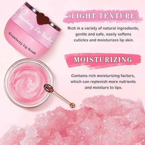 4PCS Lip Scrub and Mask Set,Strawberry and Honey Pot Lip Balm,Reduces Lip Lines Lip Exfoliator Scrub and Moisturizer,Repair Bee Lip Balm and Lip Scrub Set,Lip Mask Overnight