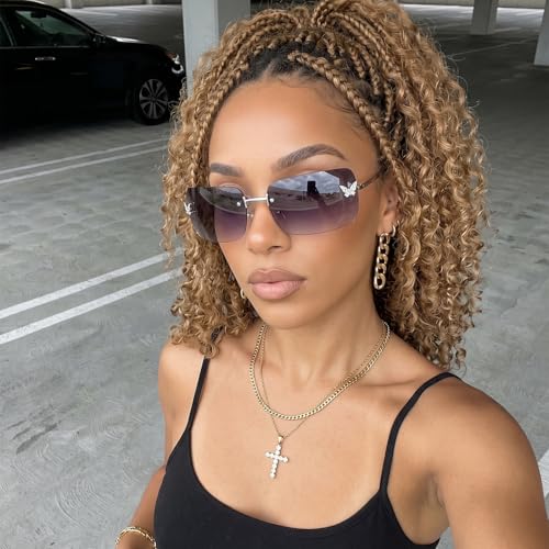 Revemo Rectangle Rimless Sunglasses - Retro Vintage Style