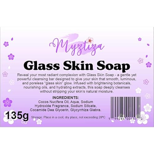 Glass Skin Bar Soap for Face & Body ? Hydrating Cleanser with Coconut Oil, Glycerin, Licorice Extract & Cocamide DEA ? Gentle Deep Cleansing Soap for Smooth, Clear Skin ? 2 Pack (135g Each)