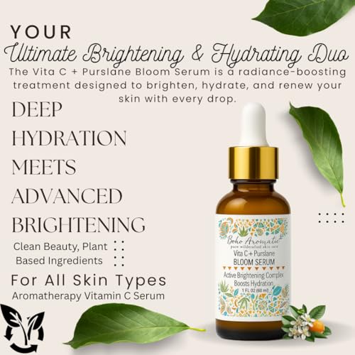 Vita C + Purslane BLOOM Serum ? Brightening Vitamin C Face Serum with Purslane, Antioxidant & Hydrating Formula for Radiant Skin ? Vegan & Cruelty-Free
