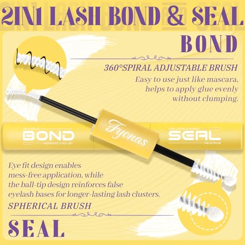 Fyonas Waterproof Lash Bond and Seal 2-in-1 White & Clear False Eyelash Adhesive (10ml)