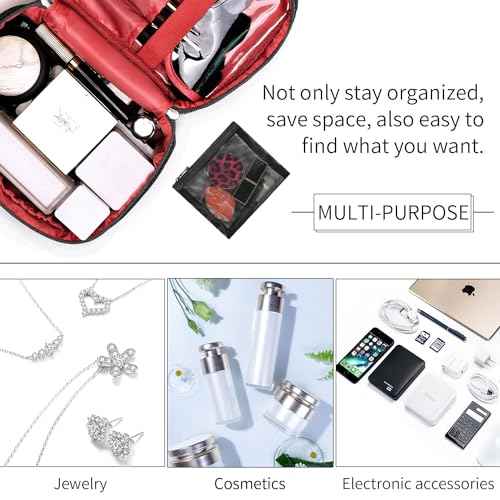 Makeup Bag Travel Makeup Cosmetic Bag Case Organizer Makeup Pouch with Mesh Bag Makeup Brush Holder Bag Toiletry Bags for Women - Black