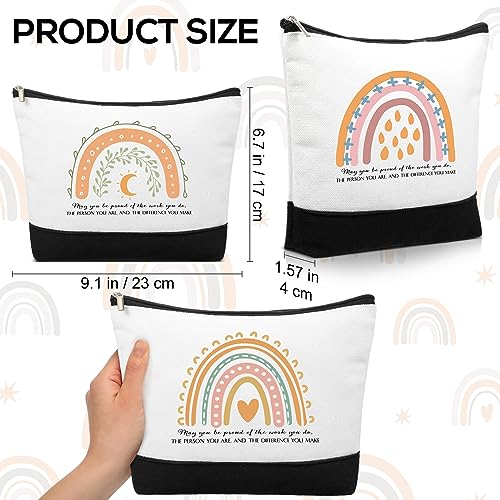 20 Pcs Boho Inspirational Gifts Cosmetic Bags May You Be Proud Gift Pouch Motivational Gift Rainbow Canvas Cosmetic Bag with Zipper Appreciation Makeup Bags for Women Nurse Week Teacher Employee