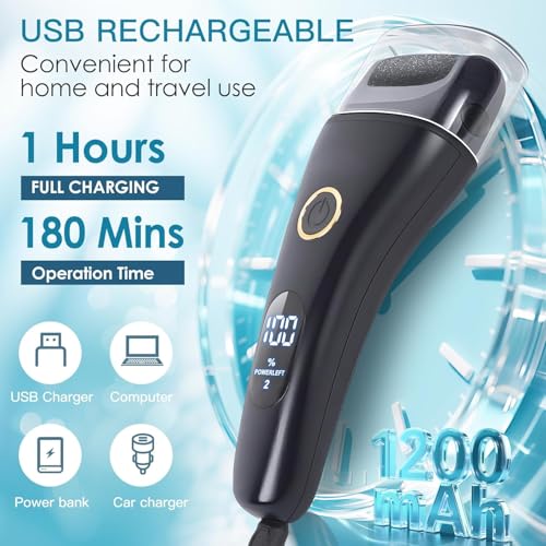 Electric Foot File Callus Remover Set (2 Pack) - Waterproof Pedicure Kit