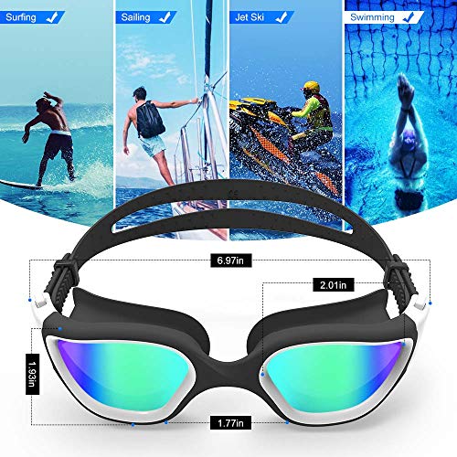 ZIONOR Swim Goggles, Upgraded G1 Polarized Swimming Goggles UV Protection Anti-fog Adjustable Strap for Men Women Adult Indoor or Outdoor (Polarized Light Mirror Blue Lens)