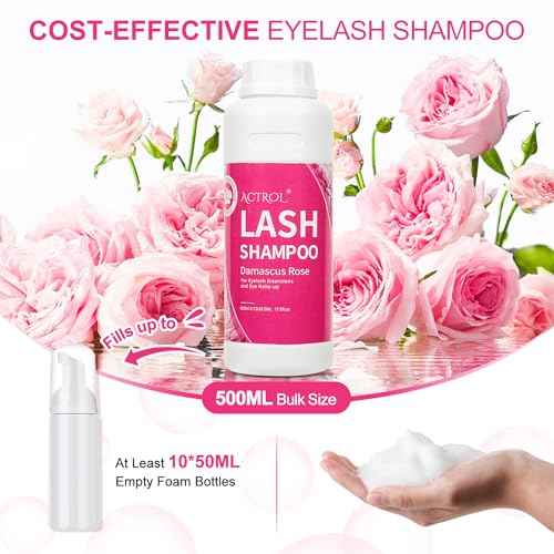 Lash Extension Cleanser Rose 500ml Eyelash Shampoo Lash Cleanser Foam with Salon and Home Care