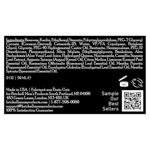 Brickell Men's Products Hair Styling Clay Pomade For Men, Natural & Organic with Strong Hold & Matte Finish, Product for Modern Hairstyles, 2 Ounces, Scented (Pack of 2)